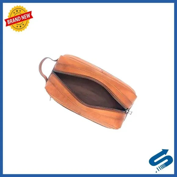 Genuine Leather Men's Dopp Kit Bag with Organization Pockets
